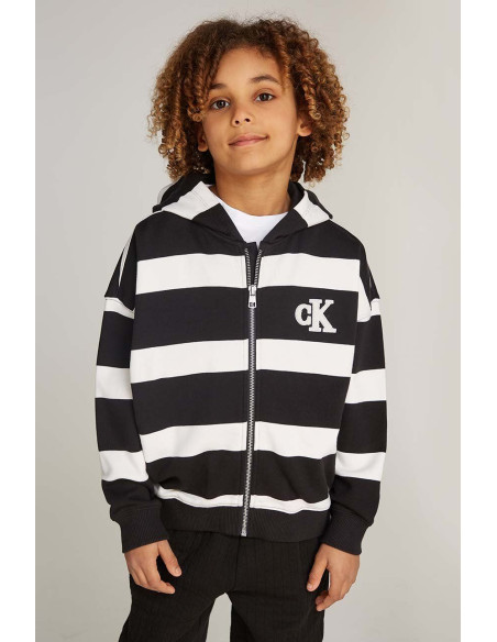 CALVIN KLEIN - STRIPED HOODED ZIP-THROUGH