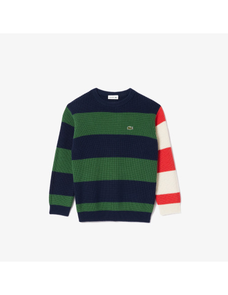 Lacoste - CONTRAST SLEEVE STRIPED SWEATER