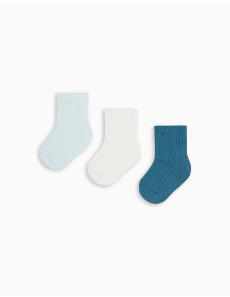 MO Fashion - PACK 3 PAIRS OF RIBBED SOCKS