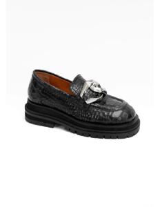 Asra - BAZAR BLACK CROC LOAFER