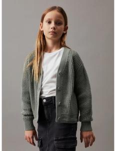 CALVIN KLEIN - GRID WAFFLE CARDIGAN