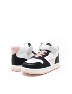 CALVIN KLEIN - SNEAKER ALTA LACCI/VELCRO NERO/BIAN