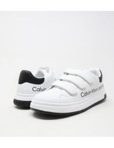 CALVIN KLEIN - SNEAKER BASSA VELCRO BIANCO/NERO