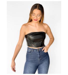 ONLY - ONLBLAKE FAUX LEATHER TUBE TOP PNT