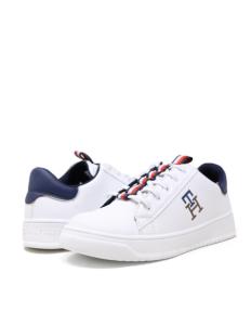 Tommy Hilfiger - SNEAKER BASSA ALLACCIATA BIANCO/BLU