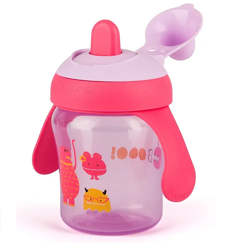 სუავინექსი - ჭიქა სასწავლო დამცავი თავით ვარდისფერი /6თვ+/