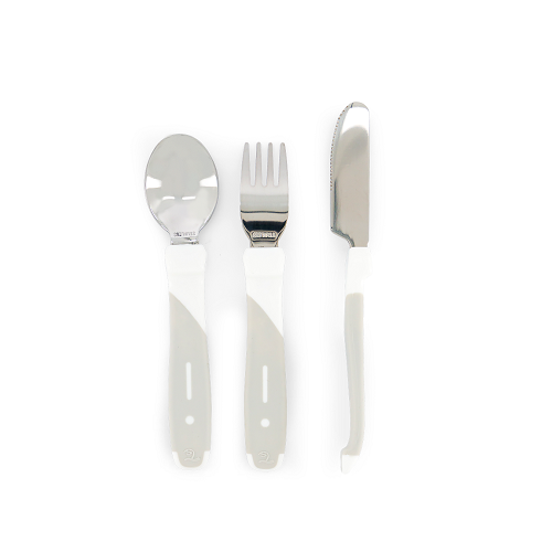 ტვისტშეიკი - სასწავლო კოვზი/დანა/ჩანგალი უჟანგავი ფოლადი თეთრი /12თვ+/