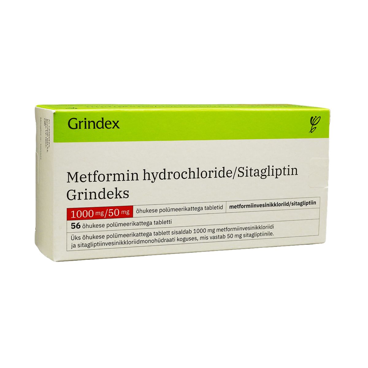 Metformin hydrochloride-Sitagliptin - მეტფორმინ-სიტაგლიპ 1000/50მგ 56 ტაბლეტი
