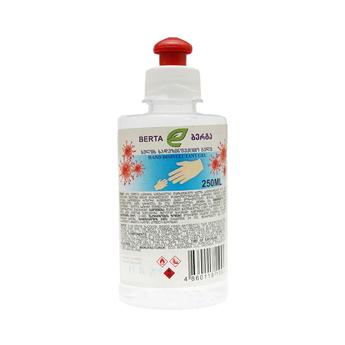 ბერტა ხელის სადეზინ.გელი 250მლ