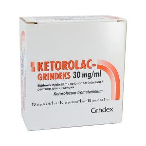 Ketorolac - კეტოროლაკი 30მგ/მლ 1მლ 10 ამპულა
