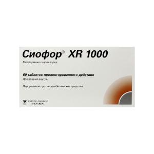 Siofor XR - სიოფორი XR 1000მგ 60 ტაბლეტი