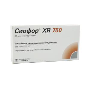 Siofor XR - სიოფორი XR 750მგ 60 ტაბლეტი