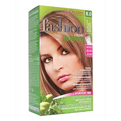 ფეშენ ნატურა - თმის საღებავი უამიაკო არგანის ზეთით 8.0 ღია ქერა