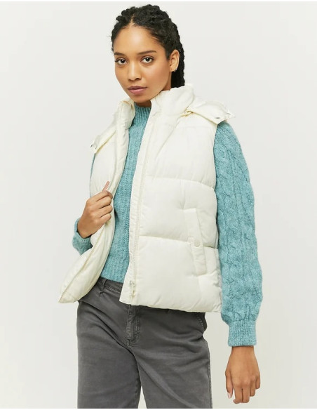 Tally Weijl - WHITE HOODED SLEEVELESS PADDED JACKET