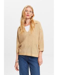 ESPRIT - Polo neck jumper, cotton blend