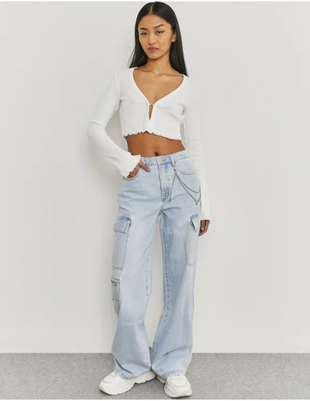 Tally Weijl - BLUE HIGH WAIST CARGO JEANS