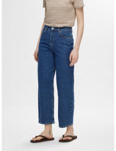 SELECTED FEMME - SLFCLAIR HW MID BLUE STRAIGHT CROP JEANS