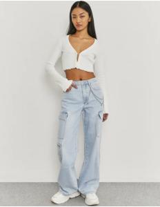 Tally Weijl - BLUE HIGH WAIST CARGO JEANS