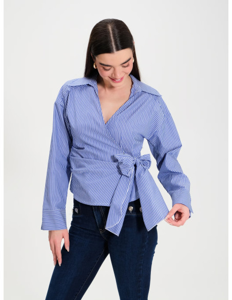 RINASCIMENTO - CFC 19387 W-CAMICIA NODO POPELINE RIGATO