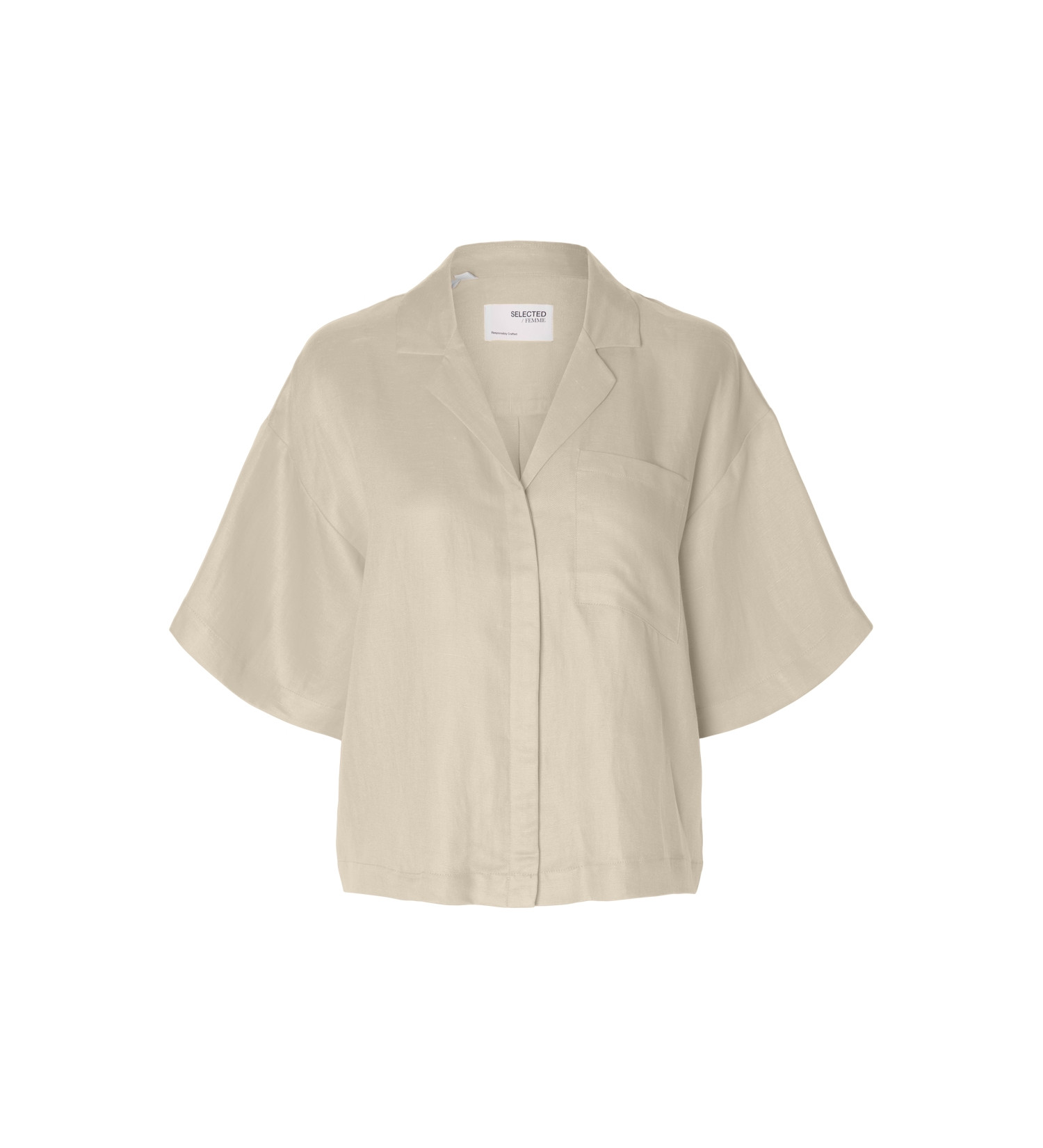 SELECTED FEMME - SLFLYRA 2/4 BOXY REVERS LINEN SHIRT B