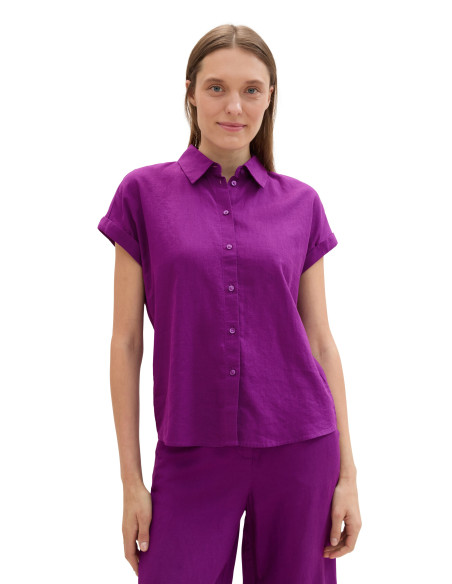 Tom Tailor - SHORTSLEEVE BLOUSE WITH LINEN