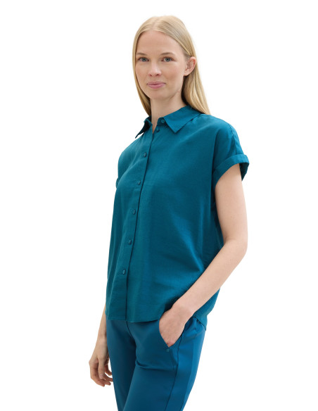 Tom Tailor - SHORTSLEEVE BLOUSE WITH LINEN