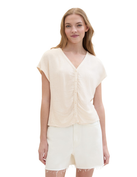 Tom Tailor - V-NECK BLOUSE WITH BUTTONS