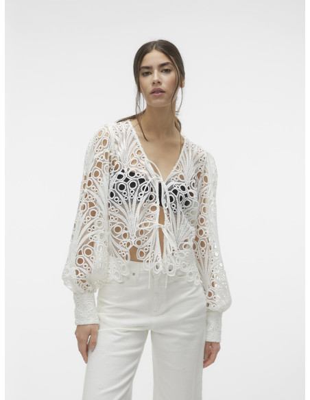 Vero Moda - VMNIKKI LACE LS V-NECK TOP WVN