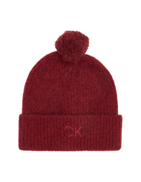 ქალის ქუდი CALVIN KLEIN - CK EMBROIDERY AIRY POMPOM BEANIE