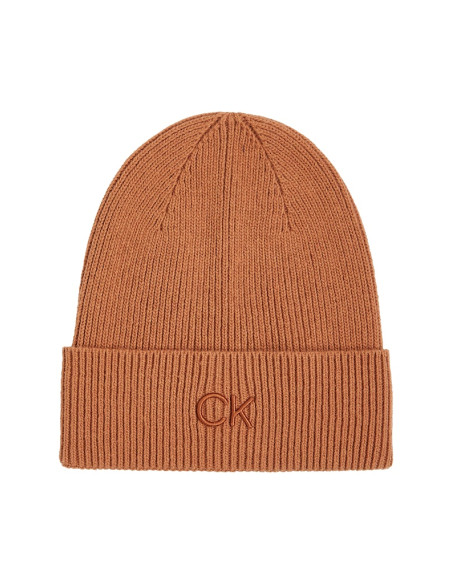 ქალის ქუდი CALVIN KLEIN - CK EMBROIDERY FINE RIB BEANIE