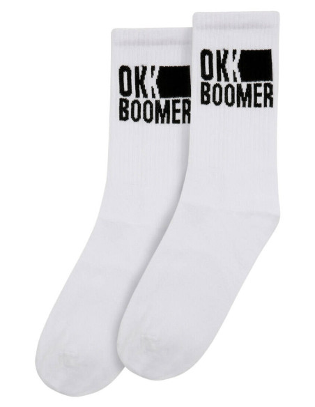 ქალის წინდა Dogo - Unisex Vegan White Socks - Ok Boomer Design