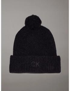 ქალის ქუდი CALVIN KLEIN - CK EMBROIDERY AIRY POMPOM BEANIE