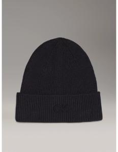 ქალის ქუდი CALVIN KLEIN - CK EMBROIDERY FINE RIB BEANIE