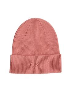 ქალის ქუდი CALVIN KLEIN - CK EMBROIDERY FINE RIB BEANIE