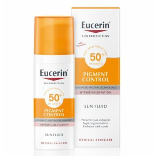 ეუცერინი - SUN Pigment Control  სახის მზისგან დამცავი SPF 50+ ფლუიდი