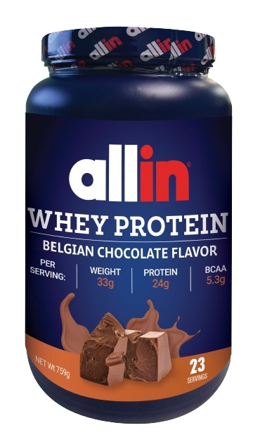 Allin, ვეი პროტეინი, 759 გრ, Belgian Choclate Flavor 759g