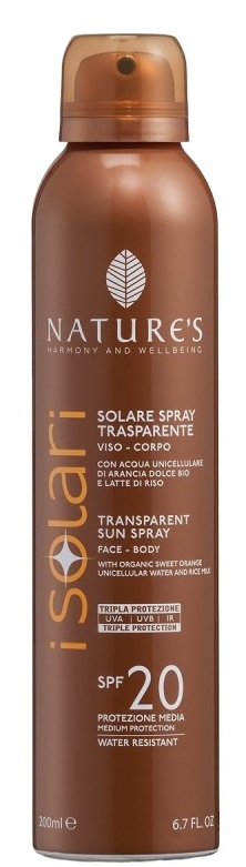 I Solari სახის & სხეულის გამჭვირვალე მზისგან დამცავი სპრეი SPF 20 200 მლ
