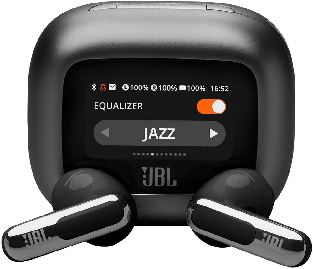 JBL Live Flex 3 True Wireless Noise Cancelling Earphones With Screen Black