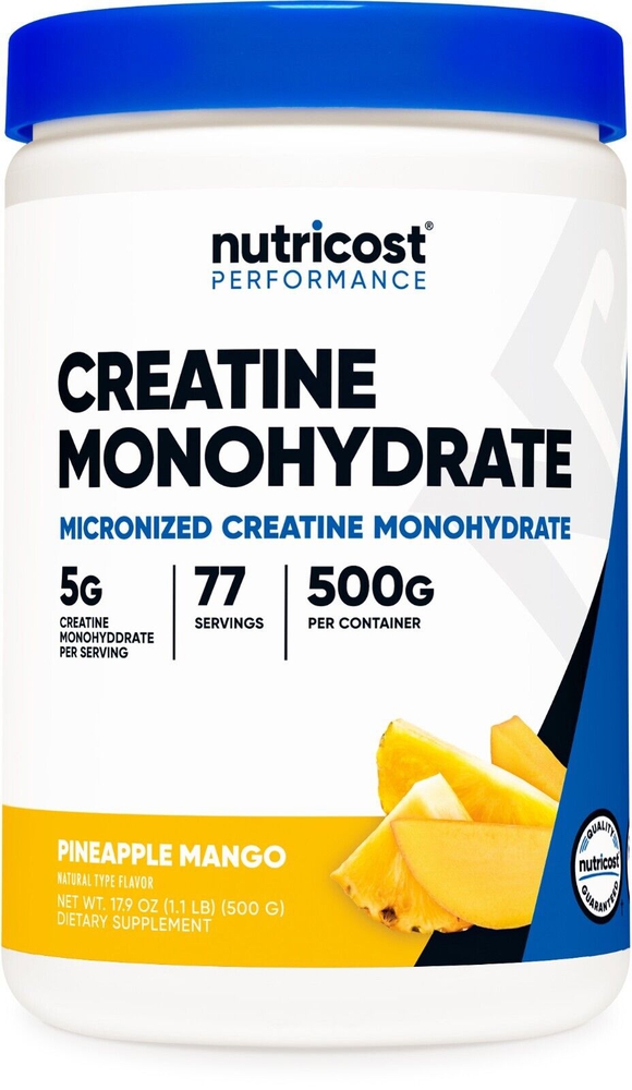 Nutricost, კრეატინის მონოჰიდრატი, 500 გრ, Creatine Monohydrate Powder, Pineapple-Mango