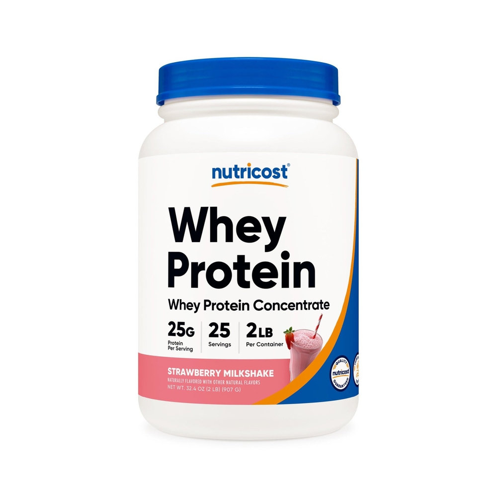 Nutricost, ვეი პროტეინი, 0,907 კგ, Whey Protein Concentrate Powder Strawberry Milkshake (2 LB)