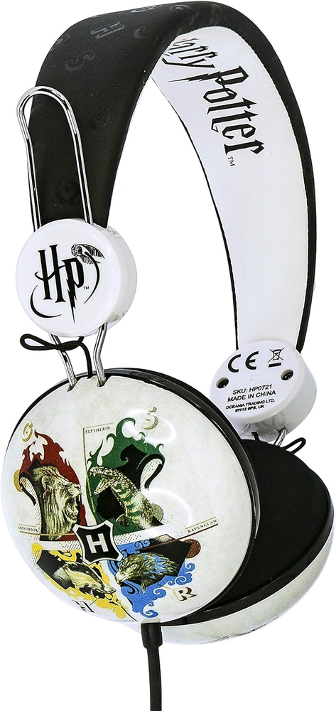 OTL HP0721 Harry Potter Hogwarts Crest Wired Headphones Black/White