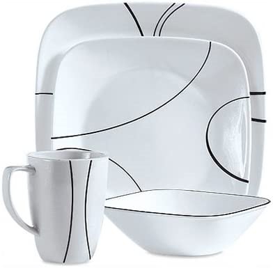Corelle, თეფშებისა და ჭიქების ნაკრები Simple Lines, 16 ცალი
