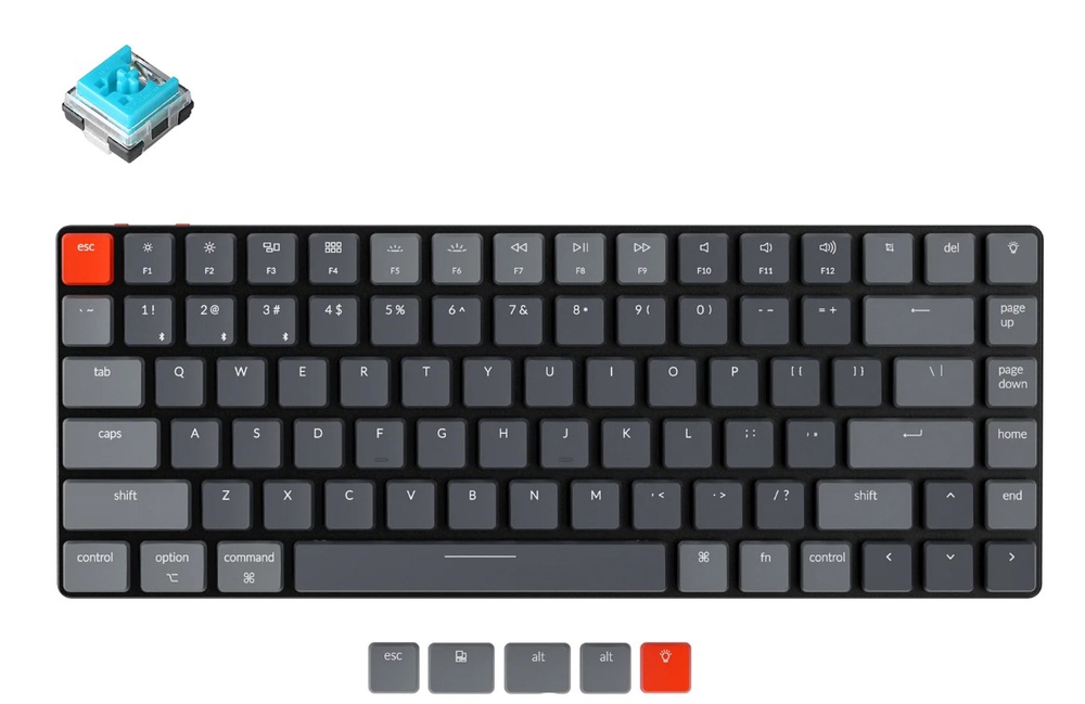 Keychron K3 84 Low Profile Hot-Swap Optical RGB Blue Switch Keyboard Gray