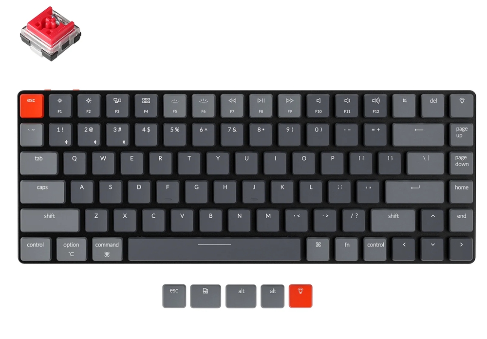 Keychron K3 84 Low Profile Hot-Swap Optical RGB Red Switch Keyboard Black