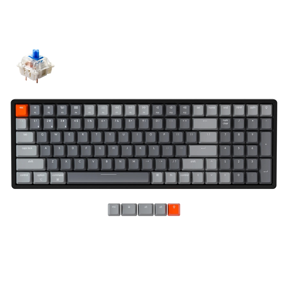 Keychron K4 100 Key Gateron Hot-Swap RGB Backlight Aluminum Frame Russian Layout Blue Switch Black