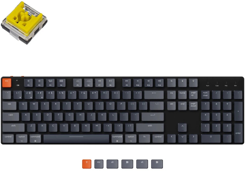 Keychron K5 104 Key Low Profile Gateron Yellow RGB Banana Switch Keyboard Black EN/Cyrillic