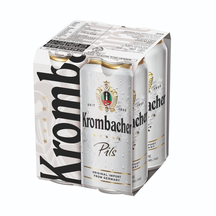 Krombacher, პილსნერი, გაფილტრული ლუდი, 500 მლ, 4 ც.