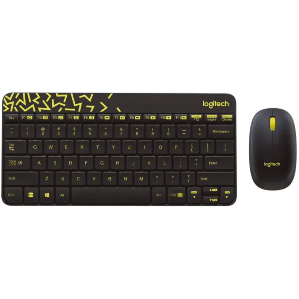 Logitech MK240 Nano Wireless Combo EN/Cyrillic Keyboard + Mouse Black/Chartreuse Yellow