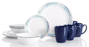 Corelle, თეფშებისა და ჭიქების ნაკრები Ocean Blues Livingware, 16 ცალი