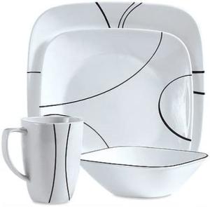 Corelle, თეფშებისა და ჭიქების ნაკრები Simple Lines, 16 ცალი